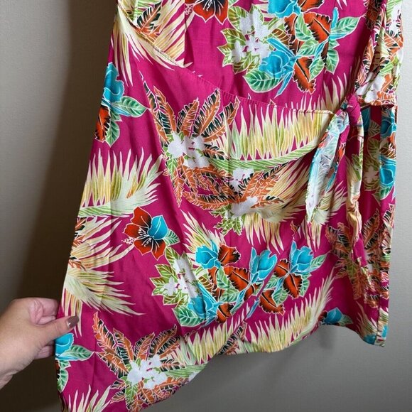 Vintage Rampage Sundress Womens Sz 5 Pink Floral Hawaiian Faux Wrap Y2K 2000’s - Picture 3 of 10